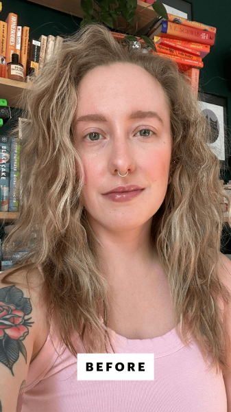 Selfie of McGrath before applying Kulfi's Badi Lash Mascara