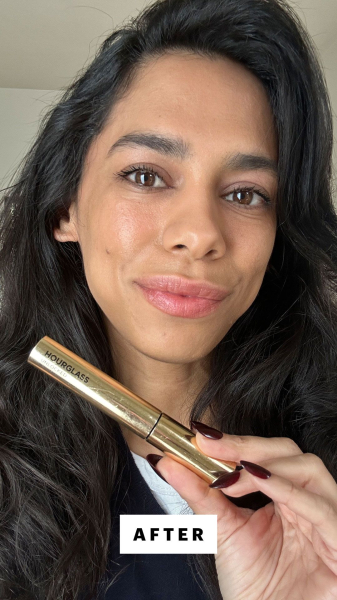 A selfie of Allure shopping director Shanna Shipin after applying Hourglass Unlocked Instant Extensions Mascara