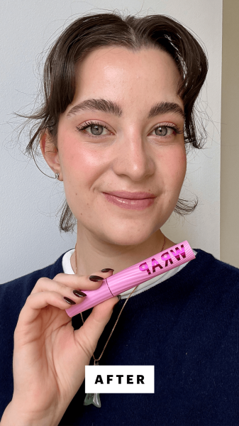 Felbin after applying the CoverGirl Eye Enhancer Wrap Tubing Mascara