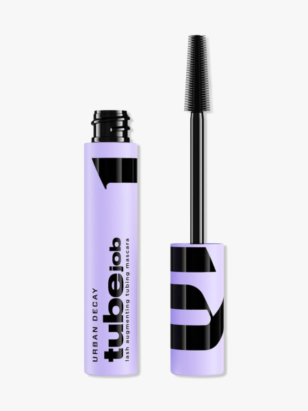 Urban Decay Tube Job Tube Job Lash Augmenting Tubing Mascara purple tube of mascara on light gray background